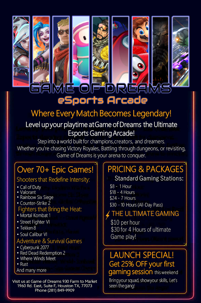Game of Dreams Esports Arcade — Video Arcade in Houston